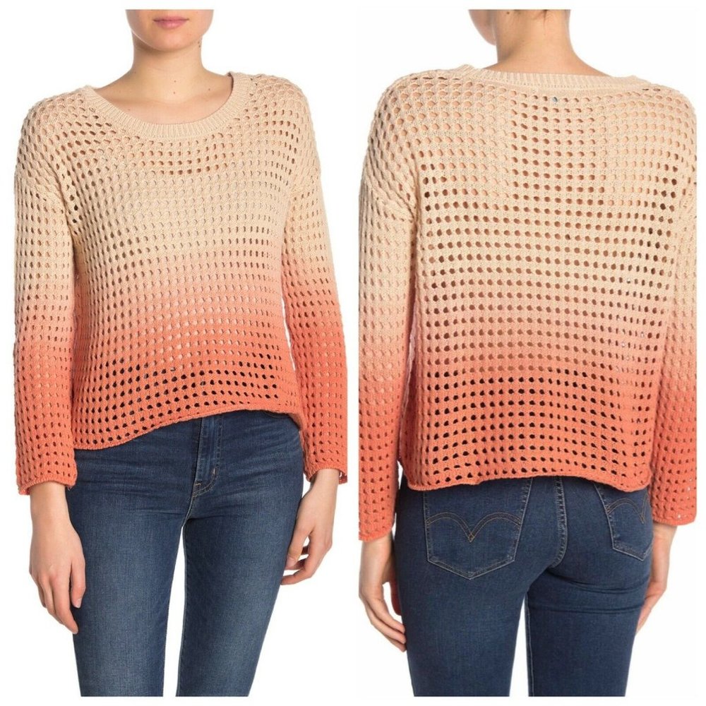 Good Luck Gem Orange Ombre Open Stitch Sweater